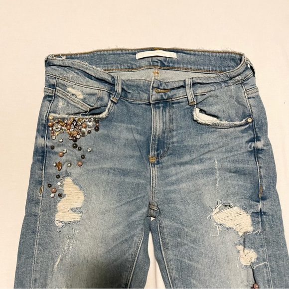 Zara Trafaluc Distressed Blue Jeans Womens Size 4 - Picture 2 of 16